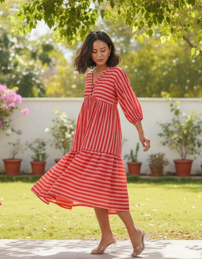 Pretty in Pink Stripes Fit and Flare Dress – The Quince Life