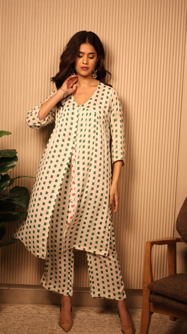 Starry Night Green & Ivory Kurta Set