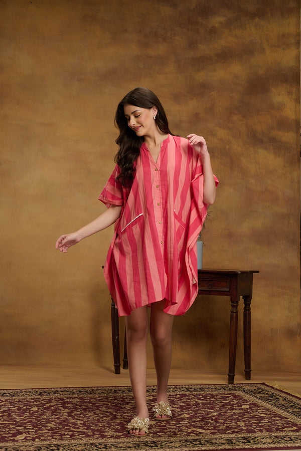 Cotton Candy Stripe Kaftan Shirt