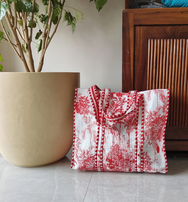 Hazy Forest Tote (Red and White)