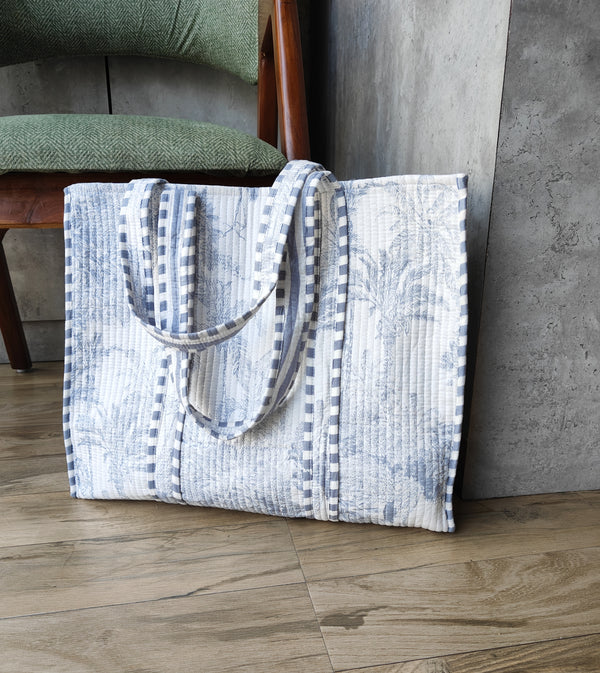 Hazy Forest Tote (Grey and White)