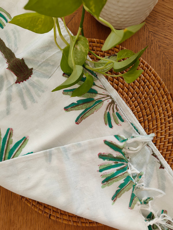 White Palm Print Stole