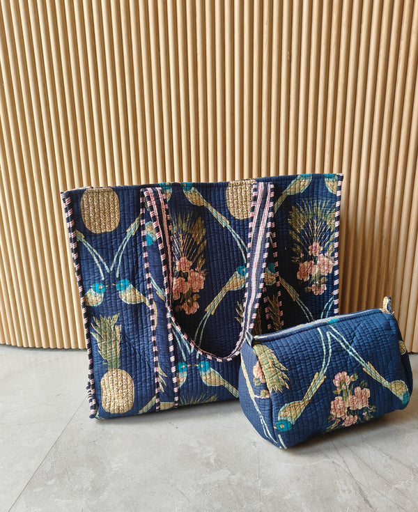 Love Birds Tote & Set of 3 Toiletry Pouches