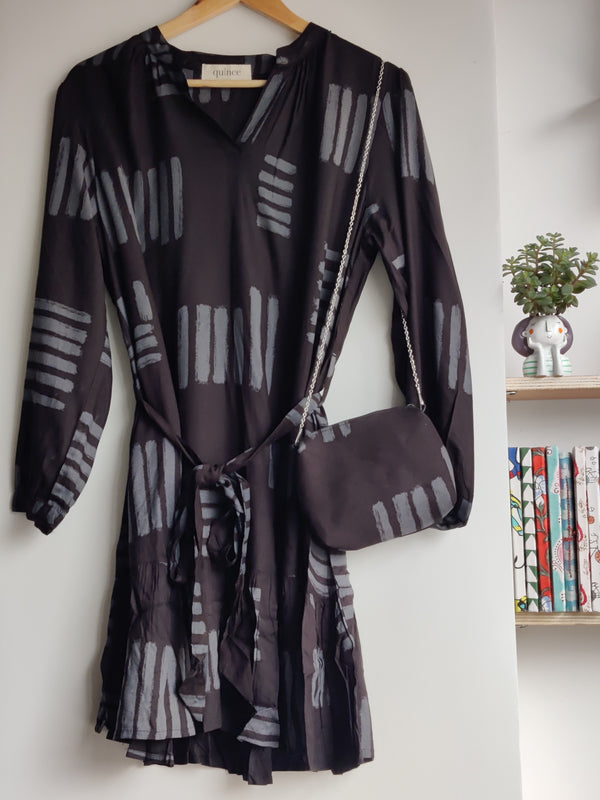 Graphic Stripe Black Dress  (With Matching bag)