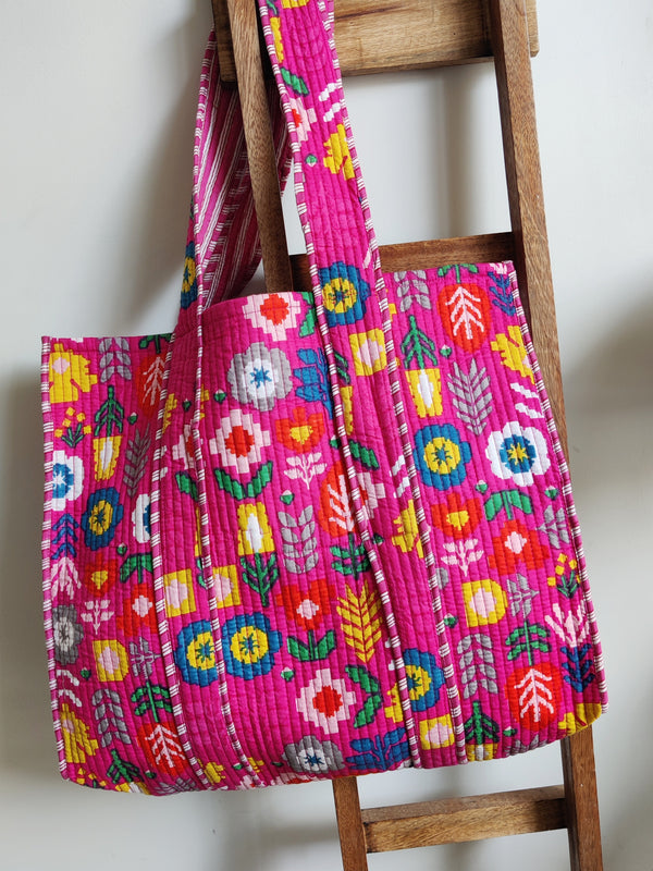 Floral Party Tote bag - Hot pink