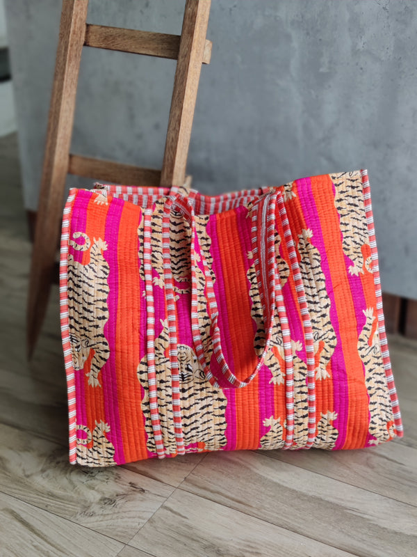 Tiger Tote (Fuscia and Orange)