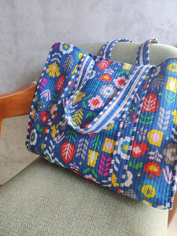 Floral Party Tote bag - Vivid Blue