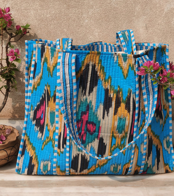 Ikat Symphony Tote Bag (blue)