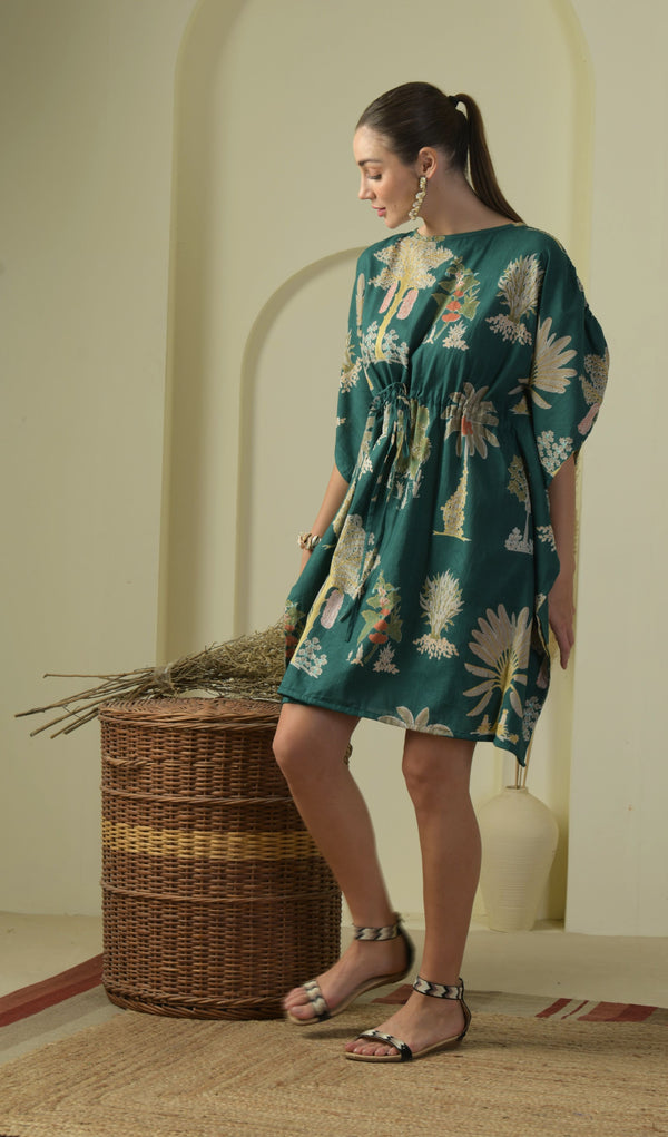 Emerald Palm Kaftan Dress