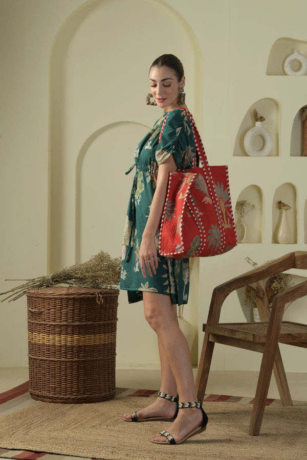 Red Palm Tote