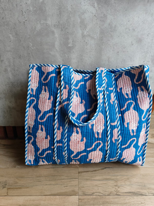 Tiger Tote (Indigo Blue)