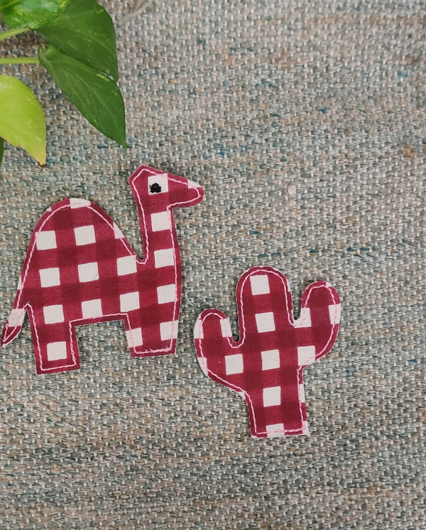 Cherry Checks Desert Charm Duo Fridge Magnet (Handmade)-Set of 2