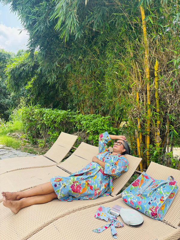 Birds of Paradise Robe With Matching Tote