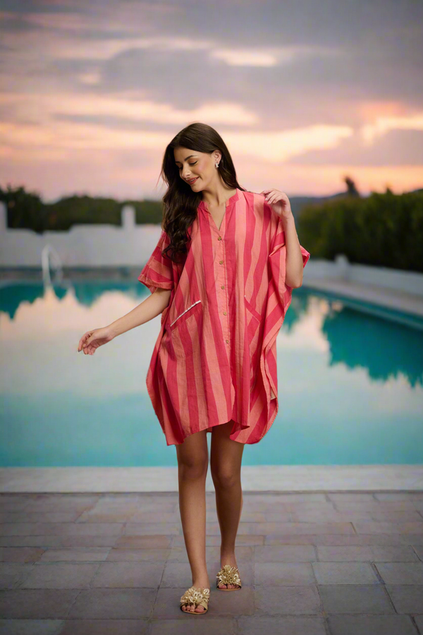 Cotton Candy Stripe Kaftan Shirt