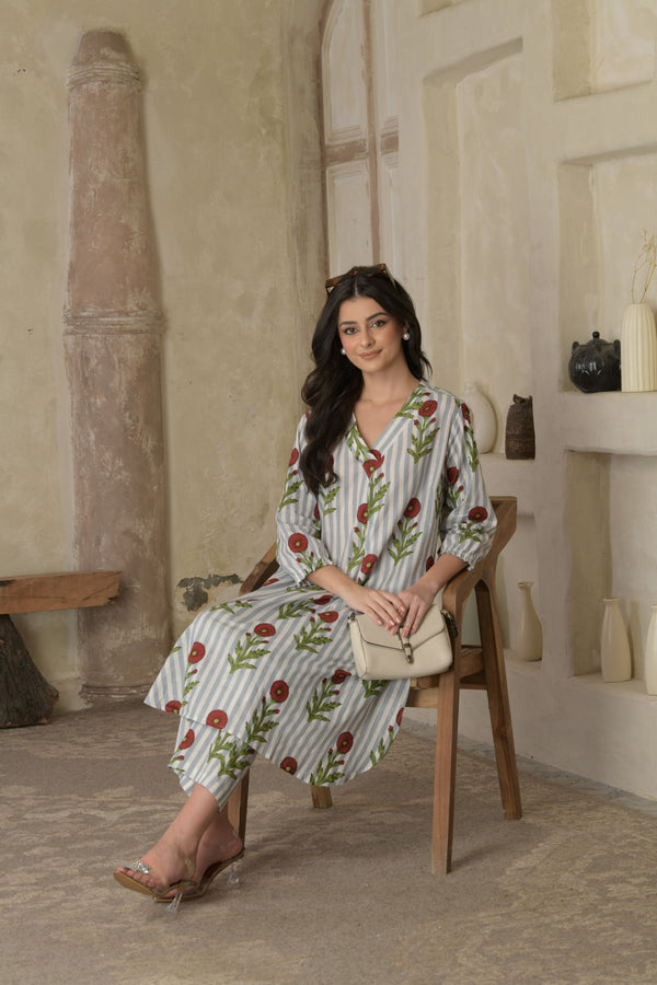 Daisy Stripes Kurta Set (Set of 2)