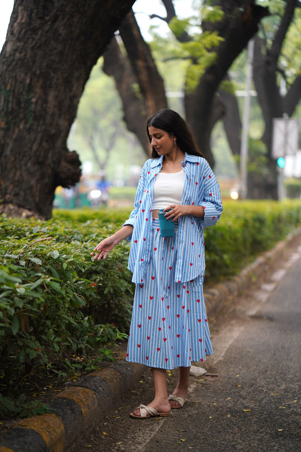 Heartbeat Stripes Midi Skirt
