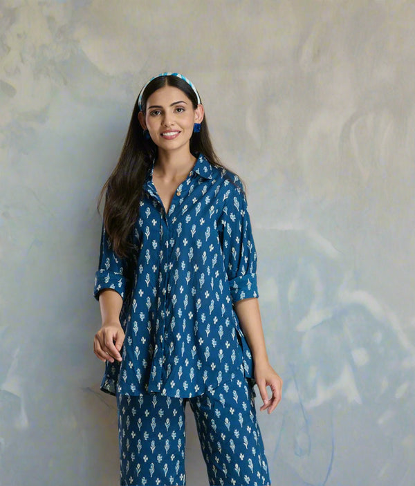 Ikat Indigo Long Shirt