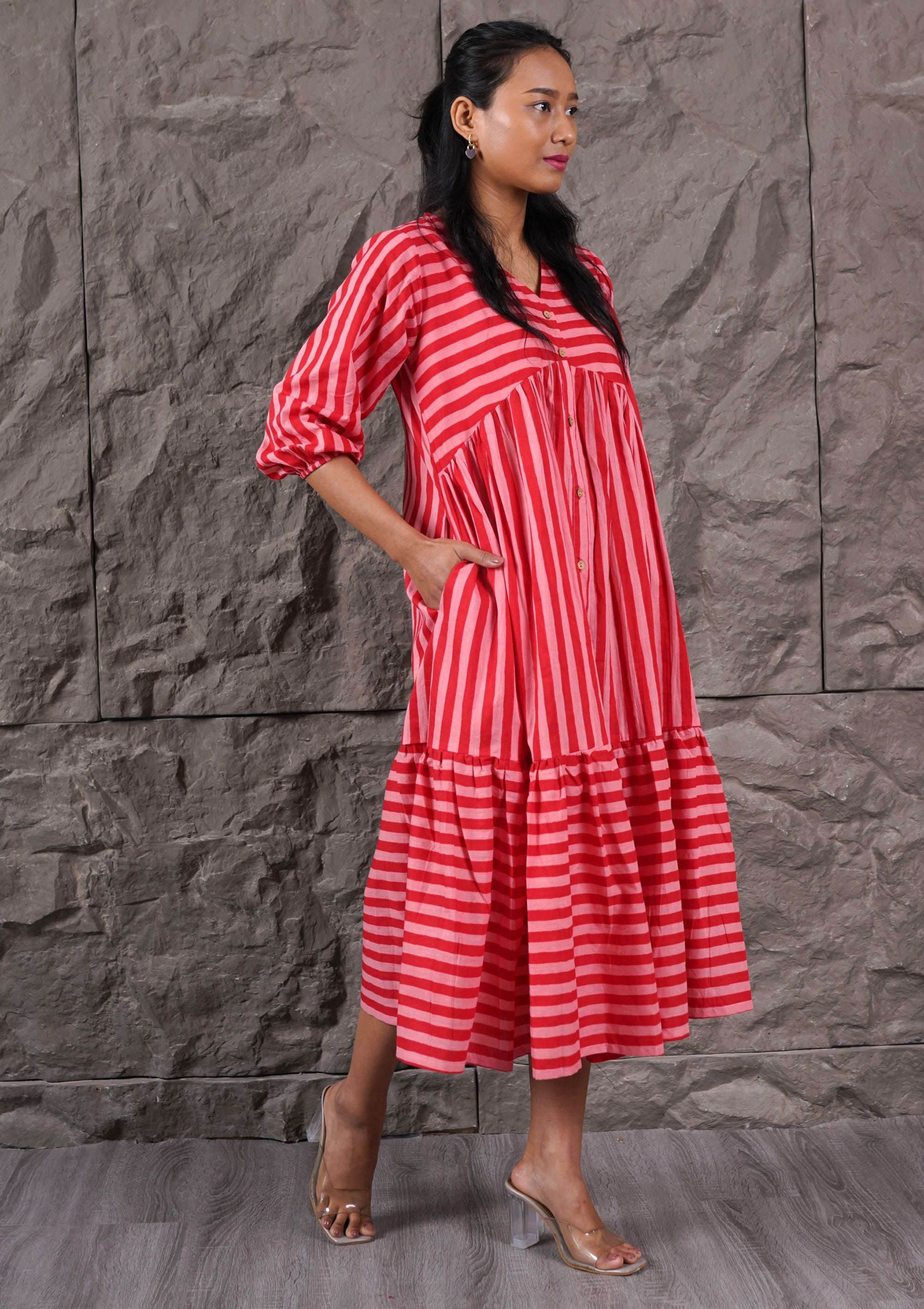 Pretty in Pink Stripes Fit and Flare Dress – The Quince Life