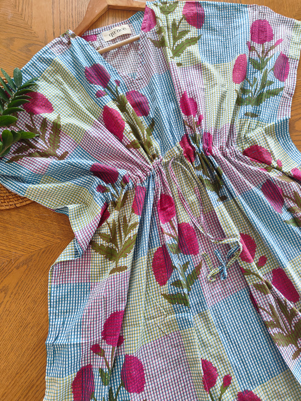Ghingham Poppy Multicolor Kaftan