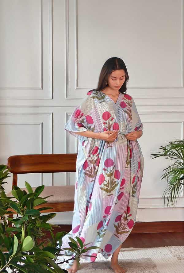 Ghingham Poppy Multicolor Kaftan