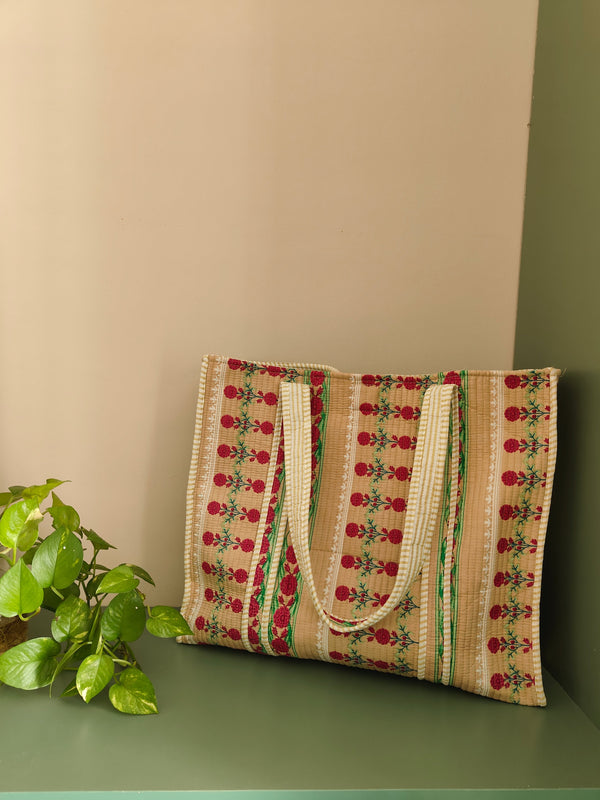 Indie Floral Beige Tote