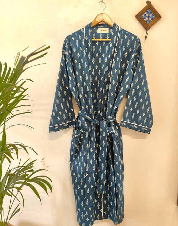 Ikat indigo Robe