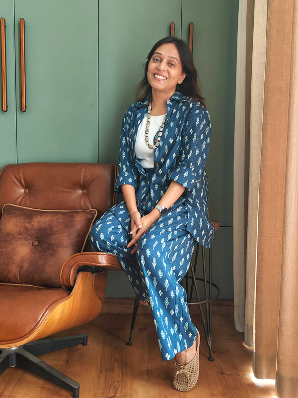 Ikat Indigo Coord Set (Set of 2)