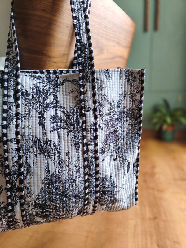 Hazy Forest Tote (Black and White)