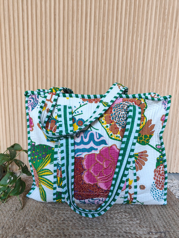 Fruit Punch Tote -White (With Zipper)