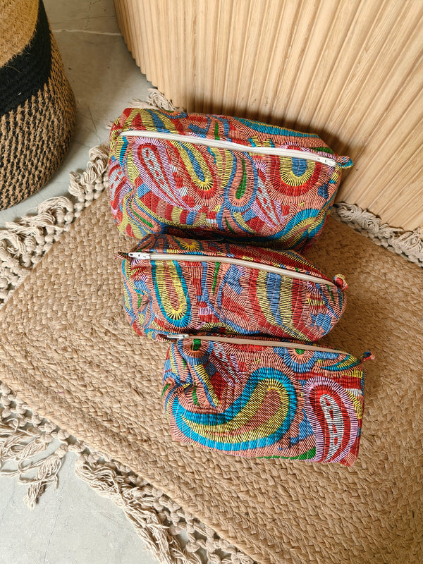 Rainbow Paisley Toiltery Pouches (Set of 3)