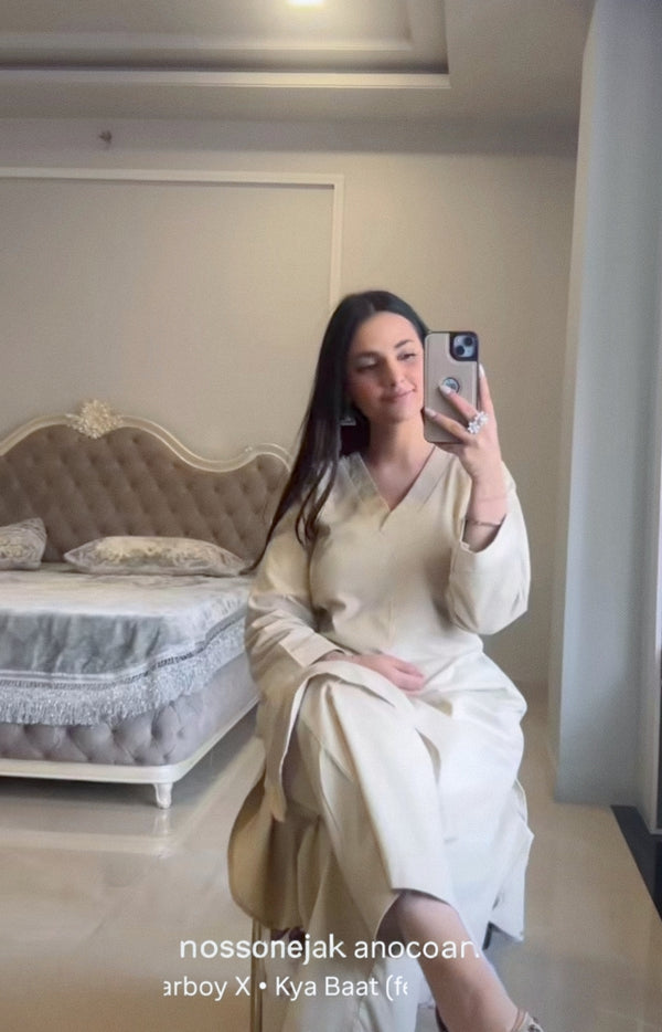 Almond Latte Corduroy Kurta Set