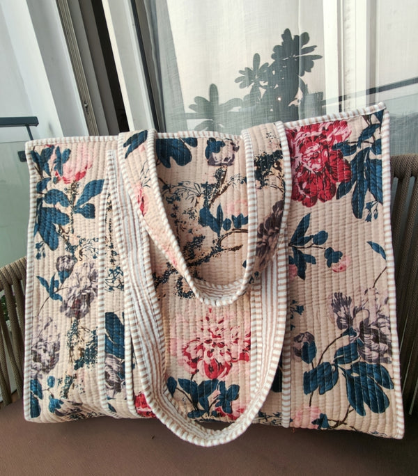 Botanic Bae Tote - Beige (With Zipper)