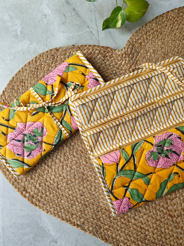 Hibiscus Quilted Watch and Jewellery Pouch