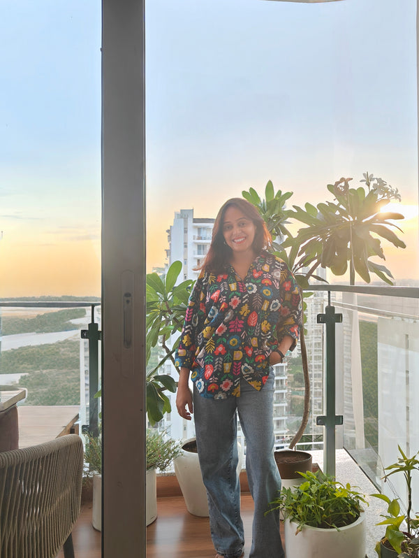 Floral Frenzy Dual Toned Long Shirt