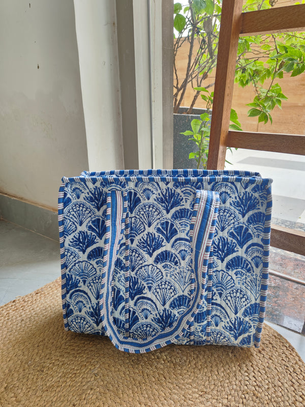 In a Nutshell Blue Tote( Small With Zipper)