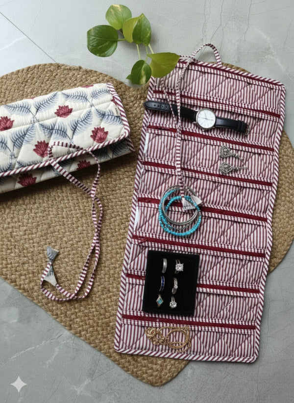 Lotus Rouge Quilted Watch and Jewellery Pouch