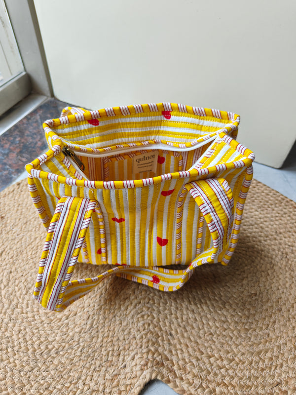 Heartbeat Yellow Mini Tote (With Zipper)