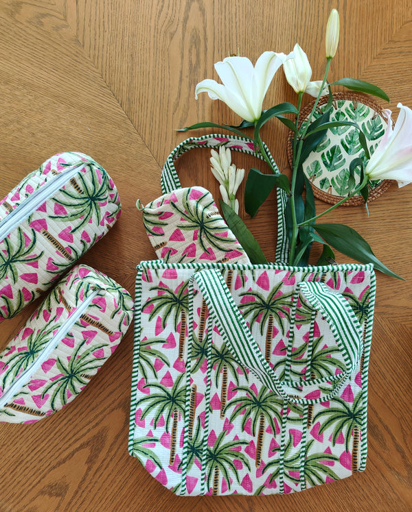 Tropical Tango Tote (Small) & Set of 3 Toiletry Pouches