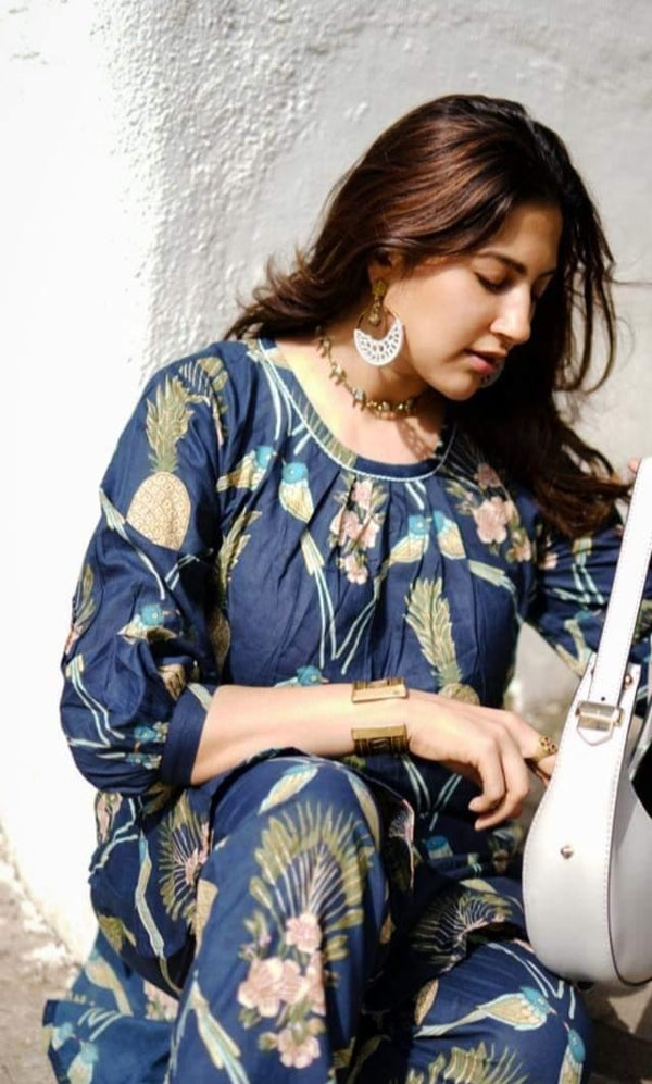 Love Birds Navy Kurta Set (Set of 2)