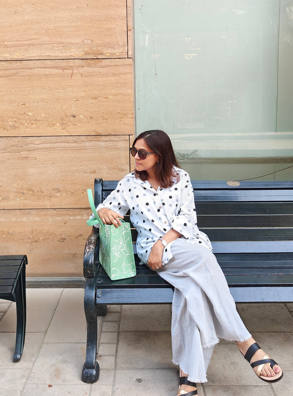 White Classic Polka Mulmul Shirt