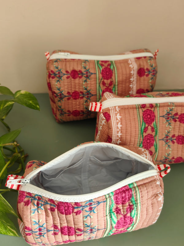 Indie Floral Pink Toiletry Pouches Set of 3