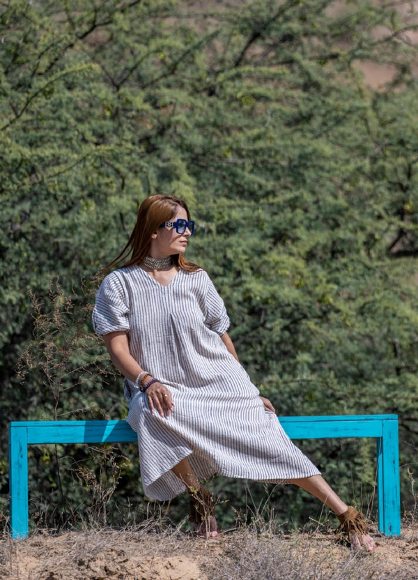 Blue Stripes Handwoven Dress