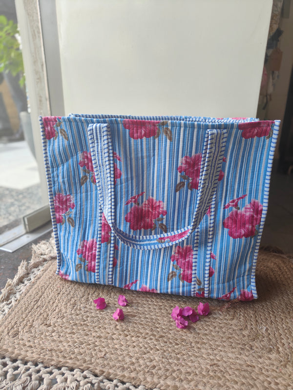 Hibiscus Stripe Tote