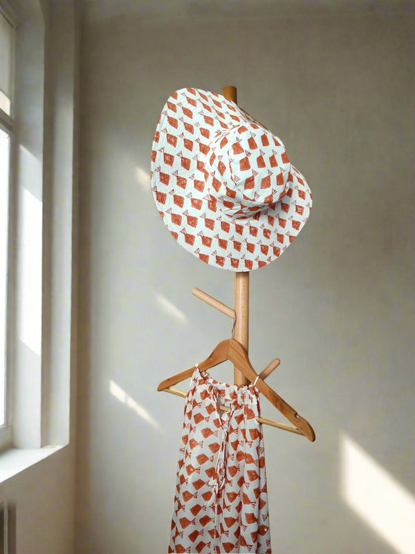 Fintastic Coral One Size Top With Matching Reversable Beach Hat