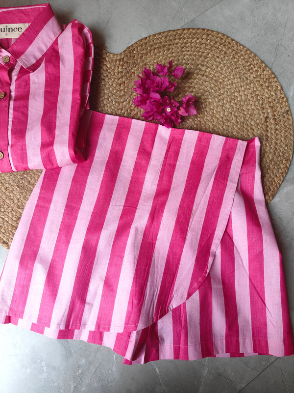 Twin Pink Stripe Skorts