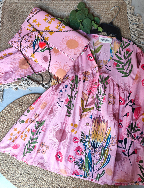 Peppy Pink Meadow Top with Matching Clutch