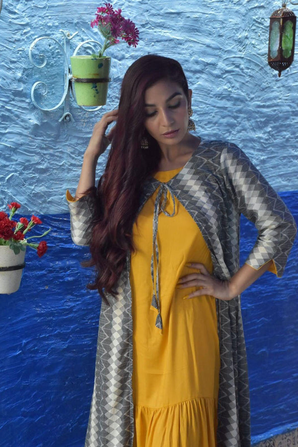 Chevron Mustard Shrug Set