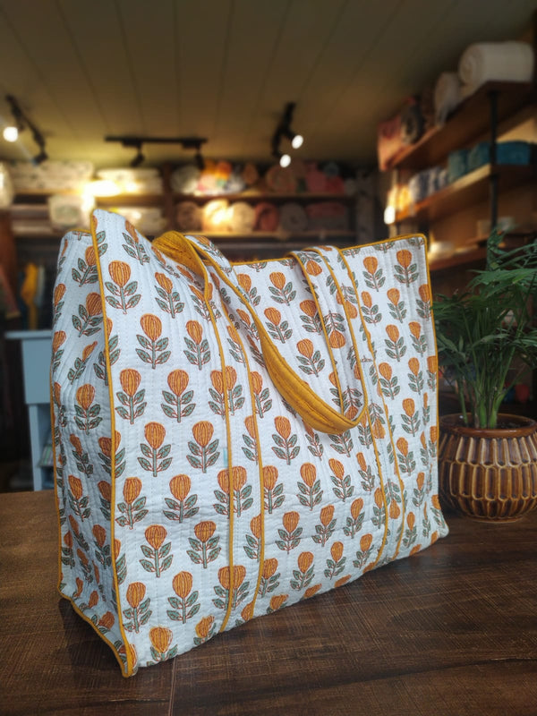 Yellow tulip bud tote bag