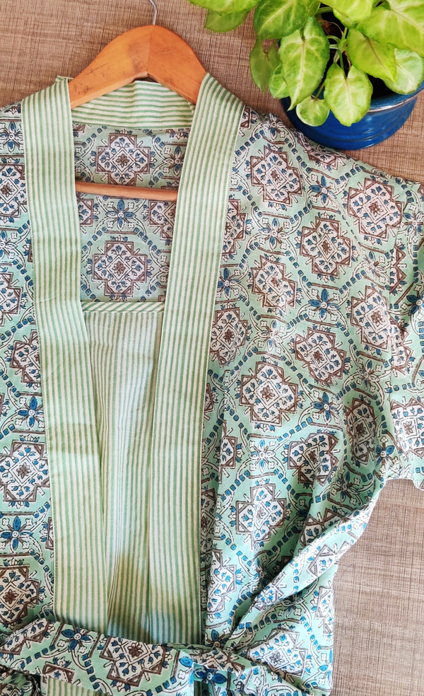 Robe Set - kaleidoscope Print Sea Green