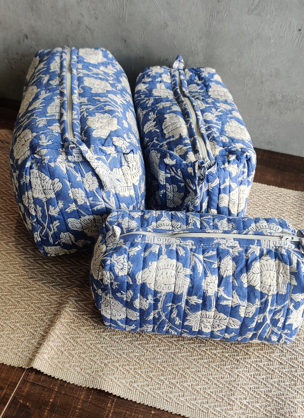 Turquoise blue travel pouch (set of 2)